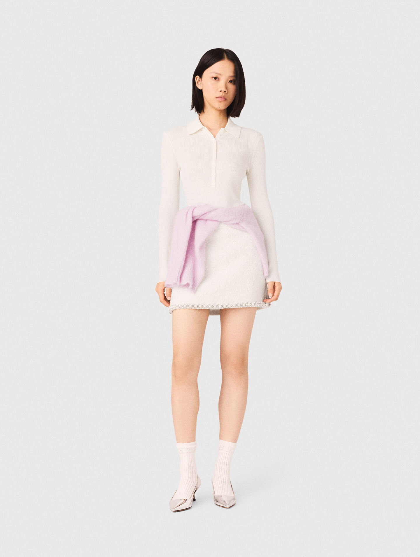 Pullover a coste colletto polo
